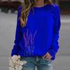 Women Sweatshirt Floral Print O Neck Loose Warm Lady Blouse for Daily Wear