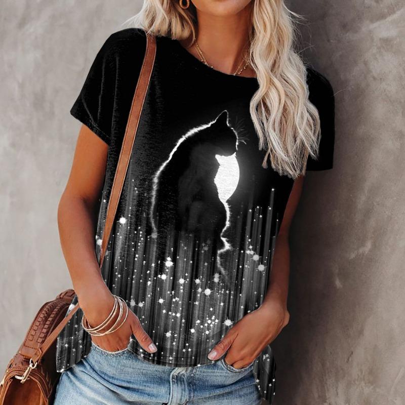 Starry Sky Series 3D Printed T-shirt Summer Round Neck Short Sleeve Casual Loose Top T-Shirts Women’s