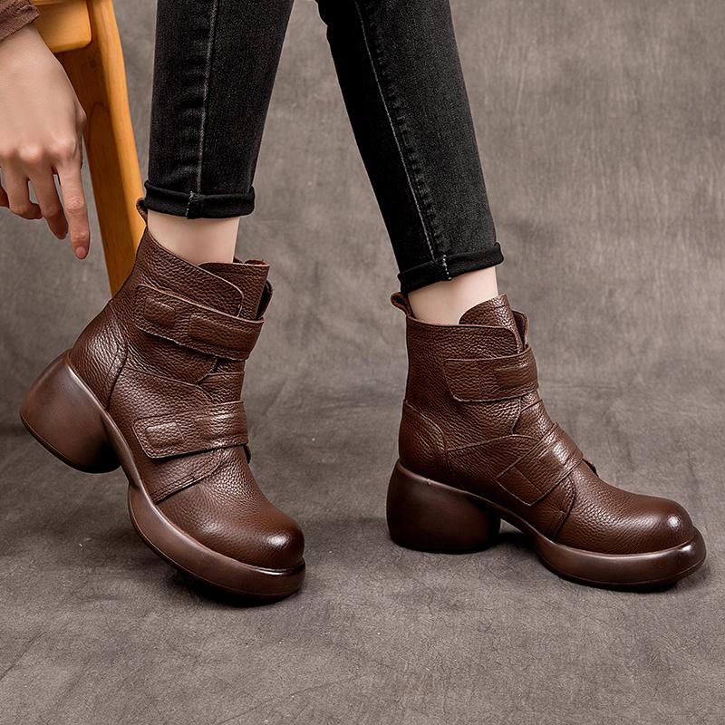 GKTINOO 2025 Women Thick Heel Ankle Boots Autumn Winter Warm Shoes High Quality Genuine Leather Chunky Platform Boots