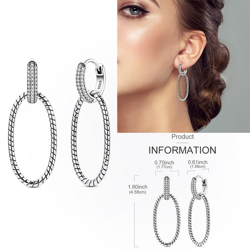925 Silver Hoop Earring Moon Sun Earring Pendent Zircon Heart Shape Star Eardrop For Women Girl Making Jewelry