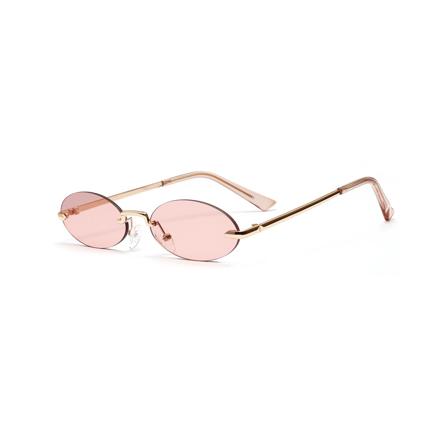 Frameless Metal Glasses Men S Small Frame Oval Retro Prince Glasses Sunglasses Women S Candy-Colored Sunglasses красный