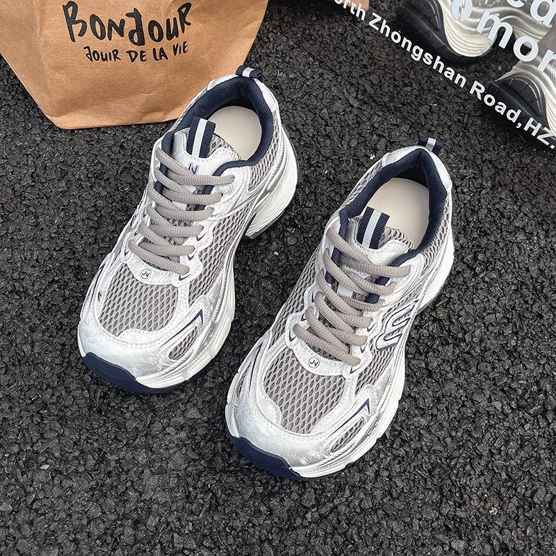 

[Fanfuna] Thick-soled heightening dad shoes for women s 2025 autumn new popular mesh breathable casual sports shoes 40 синий