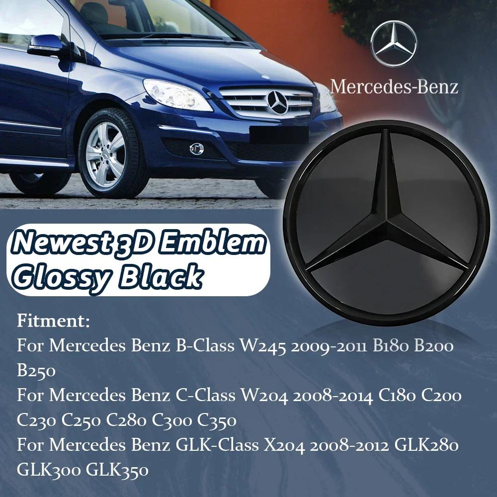 Für Mercedes Benz W245 B200 B250 W204 C300 C250 C350 GLK X204 GLK300 GLK350 Glänzend Schwarz Neuestes 3D Stern Emblem Logo Schwarzer Rand