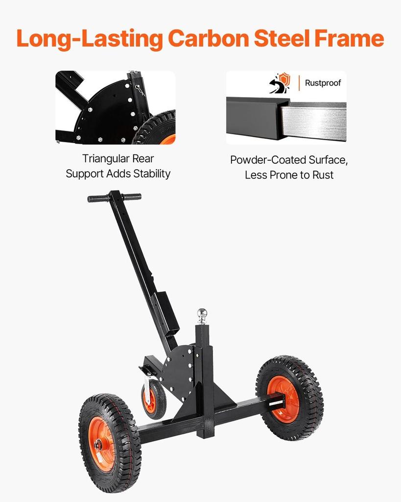 1500lbs 2-in-1 Trailer Dolly 22 and 26 In Adjustable Height 2in Ball with Caster