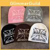 Urban Streetwear Cross Letter Knitted Cap With Acrylic Material For Style Casual
