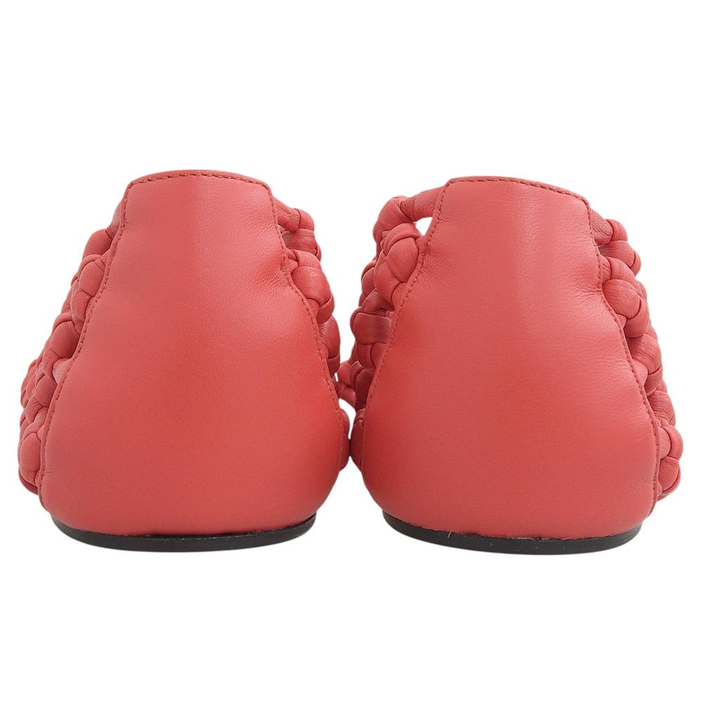 JIL SANDER Nappa Leather Décolleté Ballerina Hand-Knotted Flats, Rouge/Red, Size 37, J15WZ0027, 25Stainless Steel shoes 37 RougeUsed