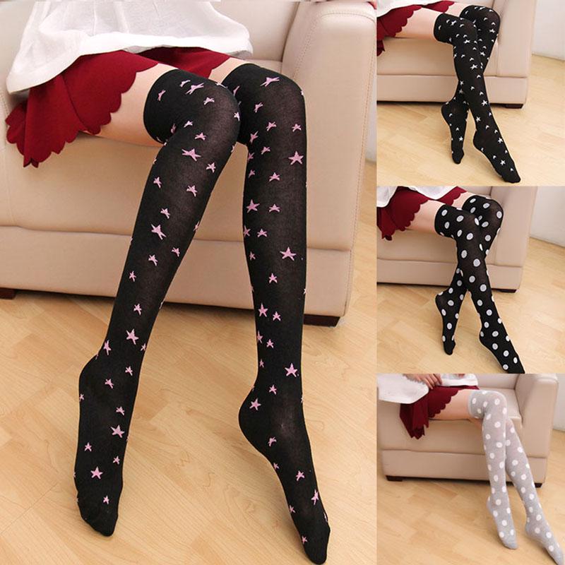 Knee Long Stripe Print Thigh High 