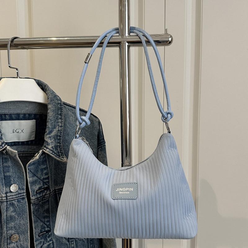 Large Capacity PU Leather Women Shoulder Bag Fashion Lightweight Striped Pattern Stylish Solid Color Crossbody Bag KTB