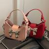 Chain Strap Messenger Bag for Women Bows Shoulder Bag PU Leather Crossbody Bag