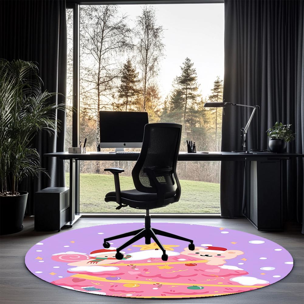 Christmas Printed Round Rug Carpet Chair Rug Area Rug Entryway Doormats,for Office Chair Living Room Bedroom Kitchen Room.