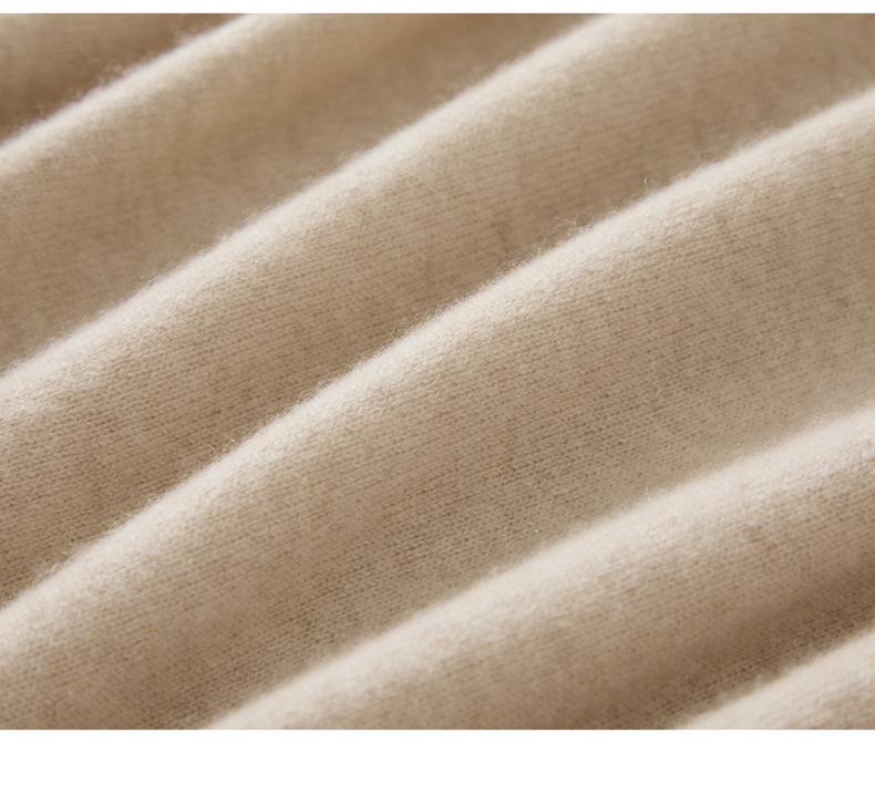 Roll-Edge Round Neck 100% Cashmere Women's Loose Knit Five-Sleeve Top - Autumn/Winter Collection