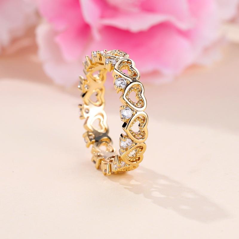 Eryun s new hollow K gold and white diamond full circle love hollow simple ring no. 5