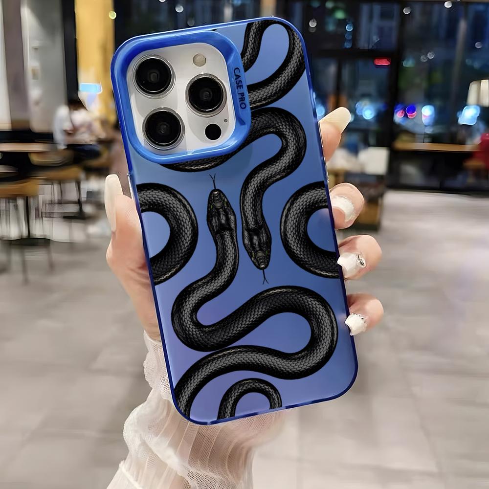 Phone Case Soft Matte Candy For IPhone 17 16 15 14 Pro Max Plus 13 12 11 Transparent Bumper Cover New Black Snake