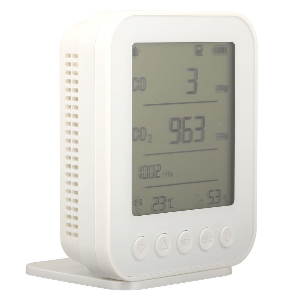 Car Air Quality Monitor 7 in 1 Detector CO2 CO Pressure Temperature Humidity Meter White 5V