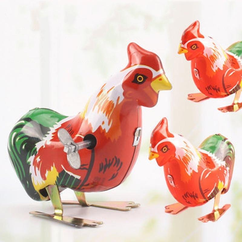 3Pieces Metal Jumping Rooster Toy Classical Tinplate Windup Designs for Nostalgic Fun and Home Office Table Decoration