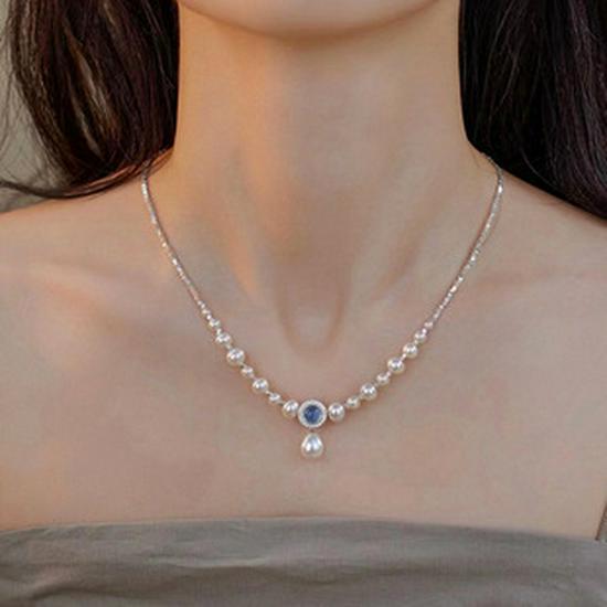 S925 Silver Freshwater Pearl Necklace: Elegant Baroque Toothpick Clavicle Chain for Women.