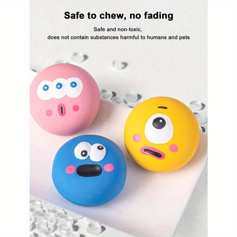 [For Small-Breed Dog] 1/3Pcs Dog Sounding Toy with Cute Big Eyeball Design, Pet Durable Rubber Chew Teeth Grinding and Cleaning Ball with Squeaky Dog