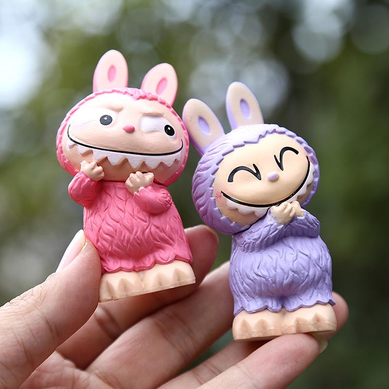 1 Piece Kawaii Toys Surprise Cute Labubu Figure Pendant Face Changing Doll Cartoon Anime Macarone Birthday Cake Decoration