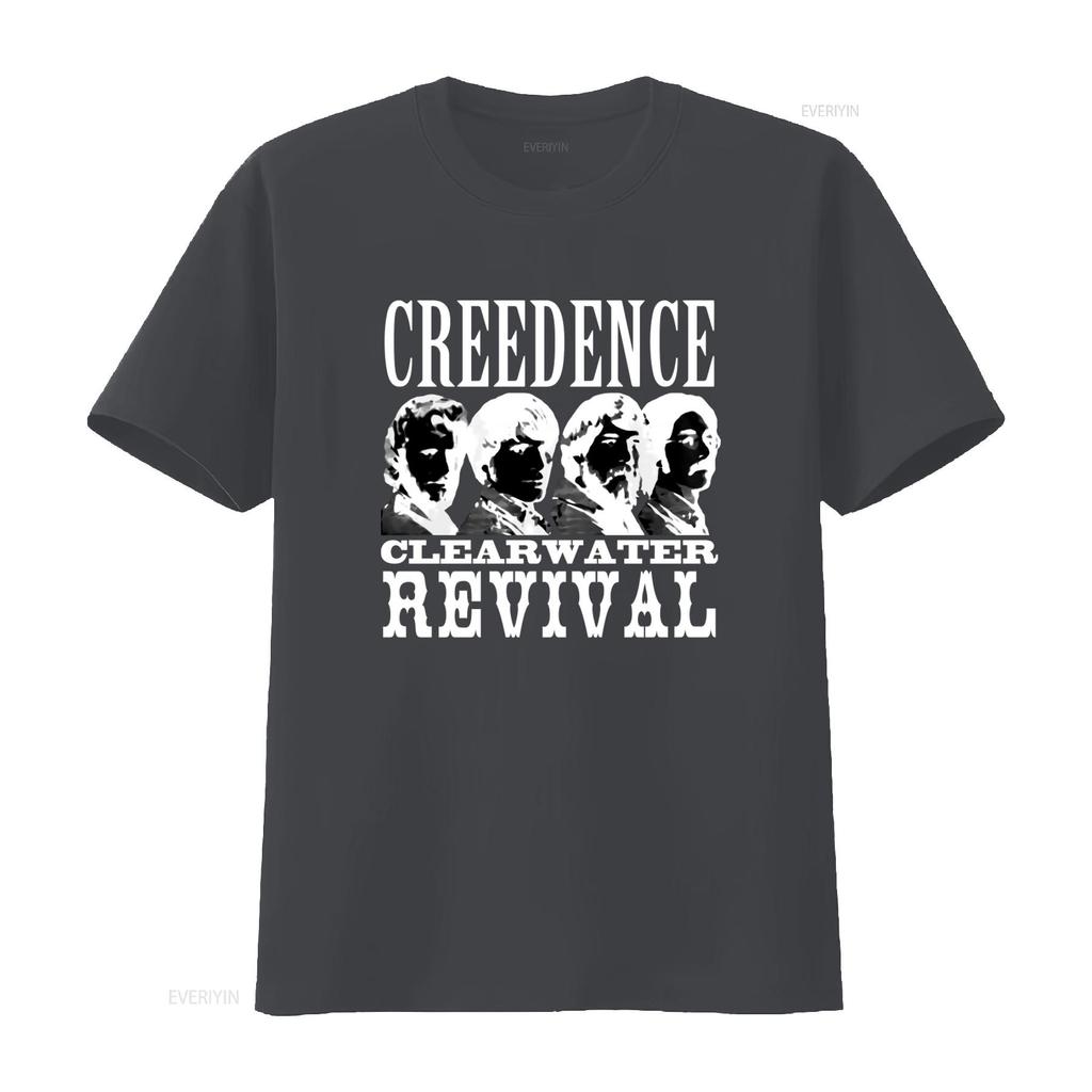 Creedence Clearwater Revival 60S 70S Rock Band Print T Shirt Retro Style Music Fan Vintage Washed Graphic Casual Unisex