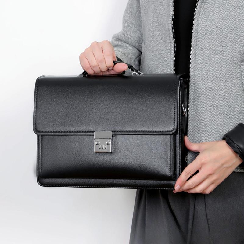 Heren Computer Draagbare Wachtwoordvergrendeling Tas met Meerdere Vakken Waterdicht Grote Capaciteit Geavanceerde Slijtvaste Crossbody Aktetas