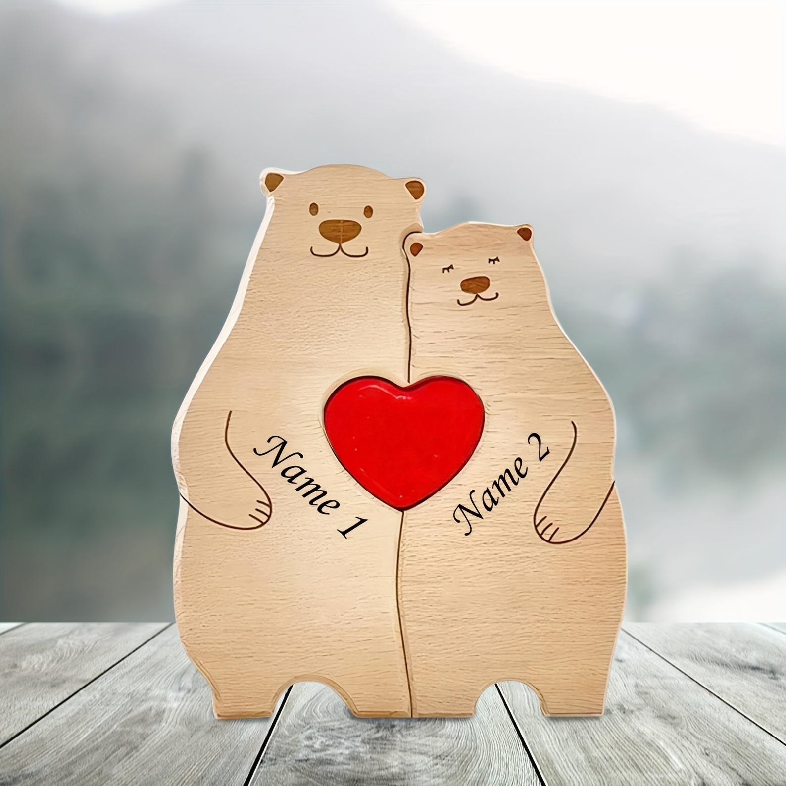 

Personalized Family Bear Puzzle Decor Custom Names Fits 2-6 Names Rustic Wooden Bears Seasonal Décor for Mother s & Father s Day