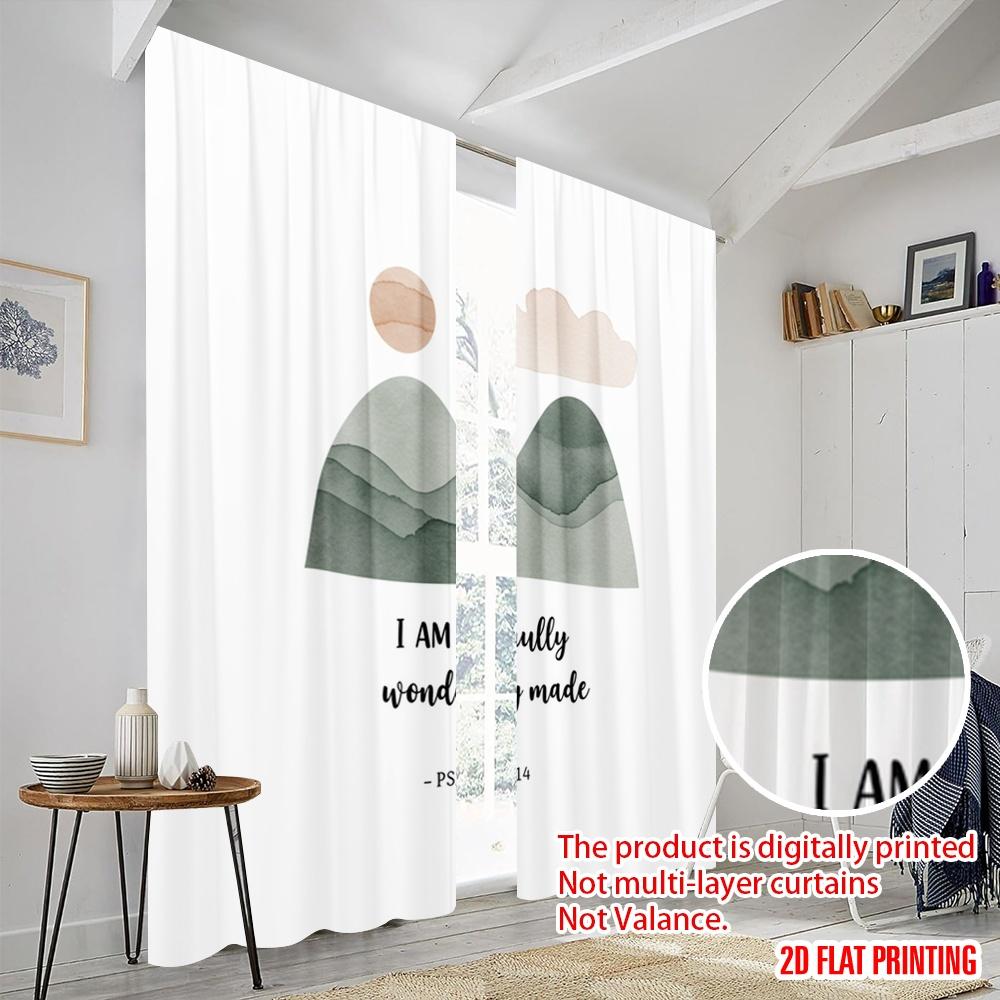 2pcs 2D flat printing Curtain Fearfully Wonderfully Made 100% Polyester Without Electricity Birthday Party for Photo Booths &