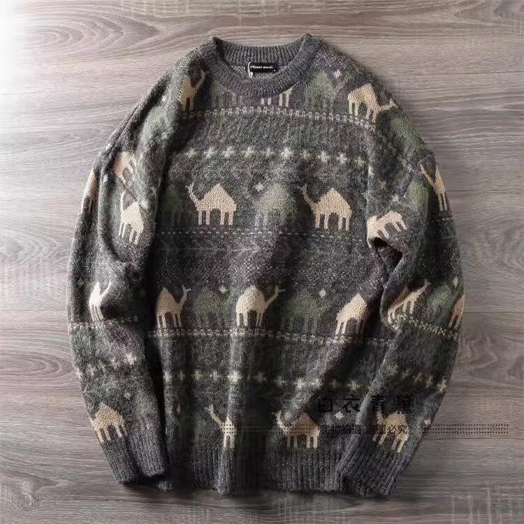 Autunno e Inverno Nuovo Maglione Versatile con Lacci Monocolore Stile Coreano Maglione Largo Cappotto da Uomo Cappotto