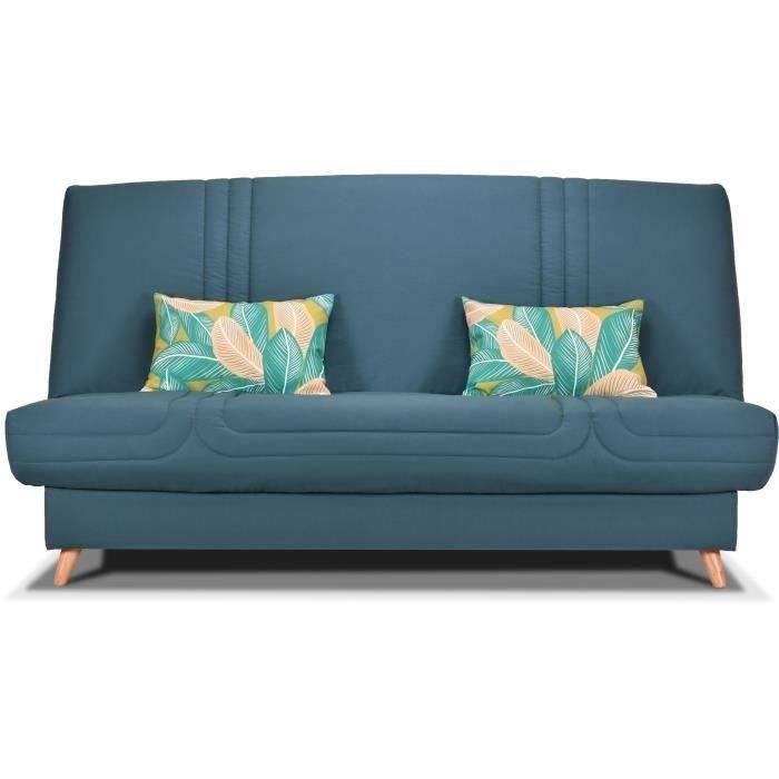COMFORT BULTEX Click Bench Seat - Blue Fabric + Jungle Decorative Cushions - L193 X D95 X H101 - MONA
