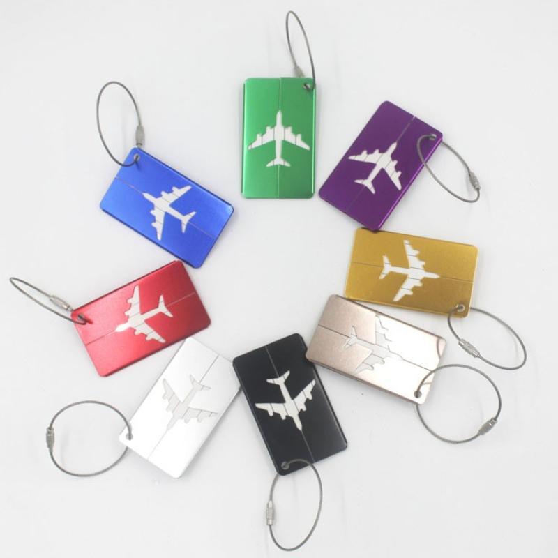 Luggage Tag Airplane Aircraft Luggage Tag Aluminium Alloy Anti-Loss Id Card Solid Color Travel Accessories