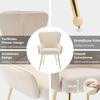 Velvet Dining Chair, Set of 6, Luxurious, Lounge Chair with Four Gold Metal Support Legs, With Armrests and Adjustable Feet, Lumbar Support, Beige