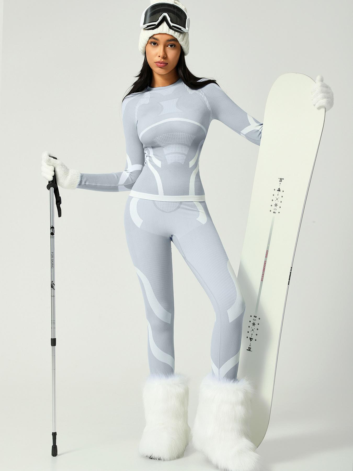 

Лыжный быстросохнущий боди, и зимний облегающий теплый комплект лыжного термобелья, спортивный костюм для фитнеса на открытом воздухе для женщин S