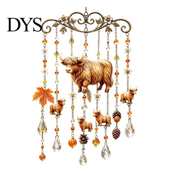 Nature Inspired Suncatchers Fall Animal Wind Chime Suncatcher, Stained Acrylic Fox Rabbit Hanging Suncatcher Party Photography Props with Prism Drops,