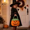 Soft Plush Halloween Tote Pumpkin Bucket, Cute Trick-or-Treat Bag, for Kids Candy Basket with Handle Girls Boys Party Favors Decoration Bag