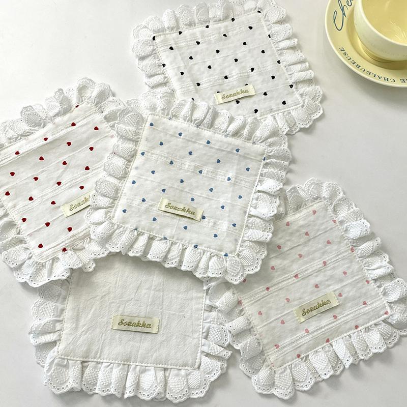 1Pc Placemat Rural Style Love Pattern Fresh Sweet Fabric Art Photography Props Coaster Originality Lace Trimmings Home Decor