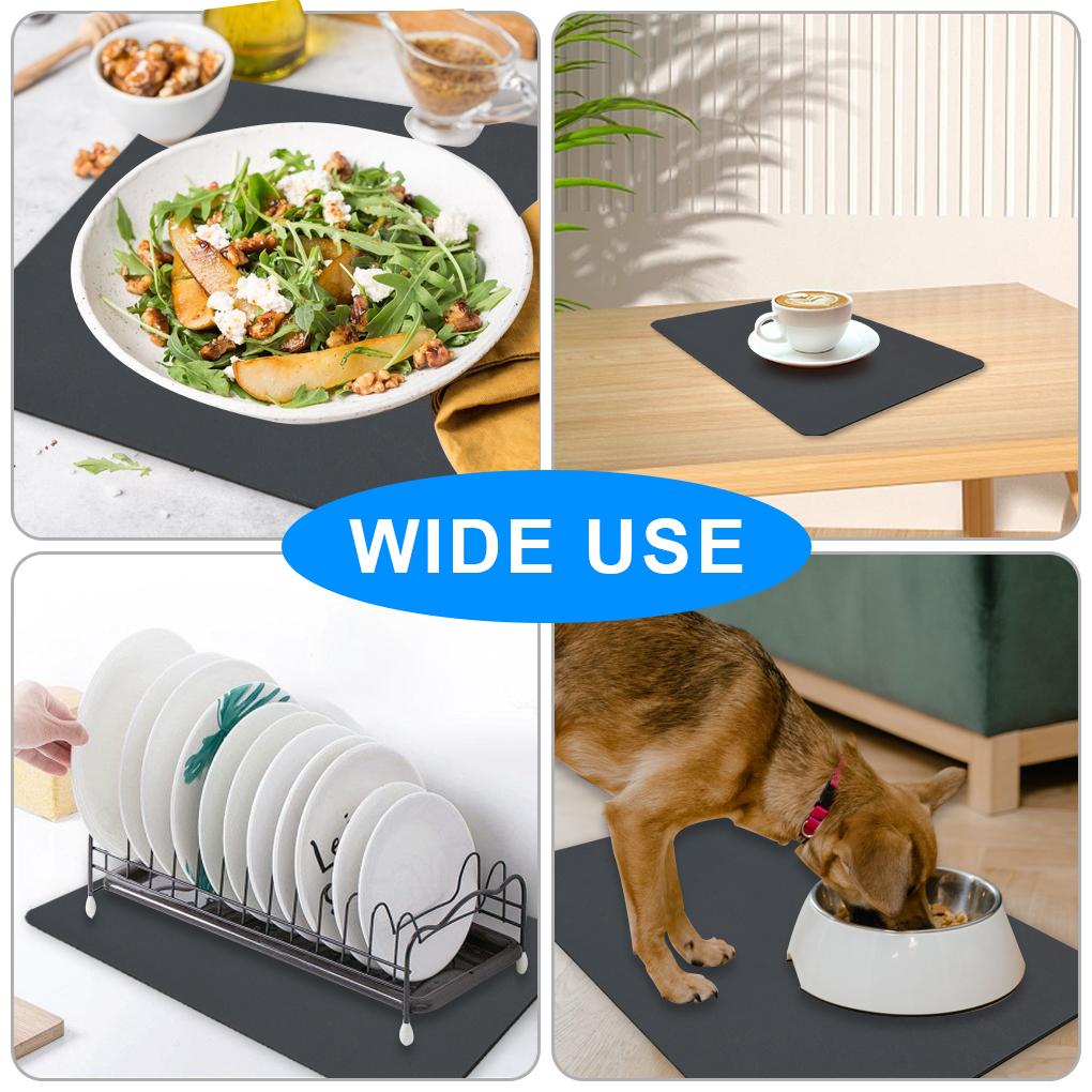 Black Exquisite Dish Drying Mat For Clean And Tidy Countertop Table Decoration Accessories Absorbent Mat Kitchen