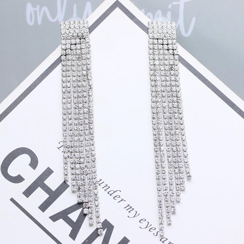 Korean Style Exaggerated Women Girls Shiny Rhinestone Earrings Luxury High Quality Big Crystal Ear Rings Decoration Lady Jewelry