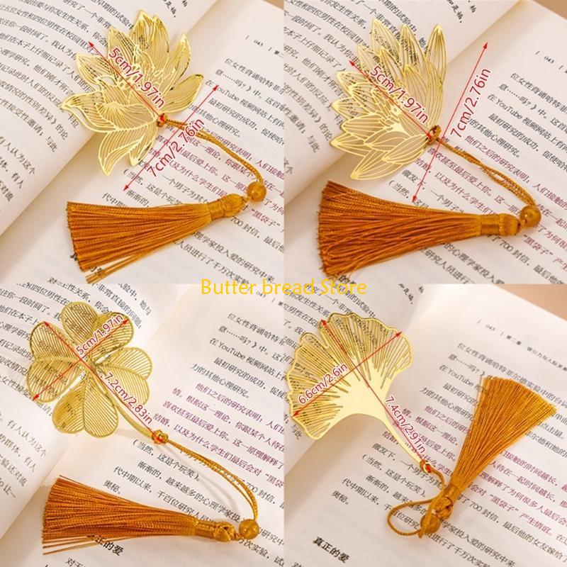 W89C Hollow Out Handmade Book Mark for Book Lovers Vintage Bookmarks for Readers, Metal Bookmarks with Pendant Designs