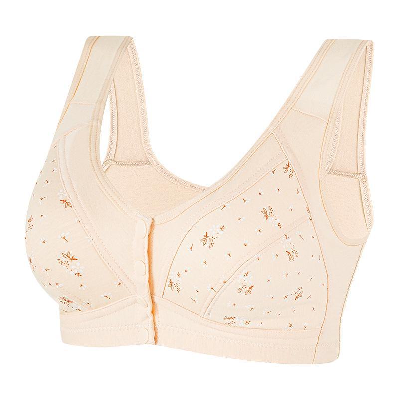 2024 Front Buckle Cotton Bras for Middle-Aged and Elderly Mothers - No Underwire, Vest Style, Supportive Fit