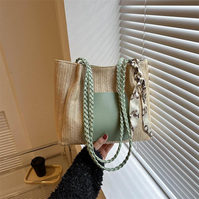 Stylish 2023 Trendy Pure Color Large Capacity Shoulder Bag For Summer Commute зелёный