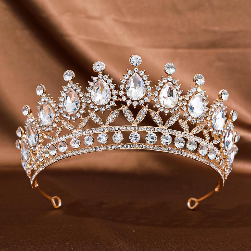 European & American Tiara Bridal Headwear: Princess Crown with Alloy & Inlaid Diamonds