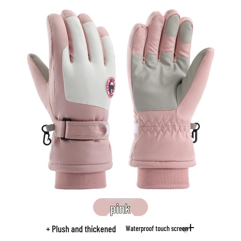 Women's Touchscreen Ski Gloves with Anti-Lost Buckle, Cold-Proof, Fleece-Lined, and Warm for Winter Sports and Cycling