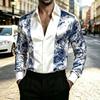 Satin Silk Long Sleeved Printed Men's Shirt Slim Fit Party Nightclub Casual Formal Shirt, 2026 New Model, Plus Size Top