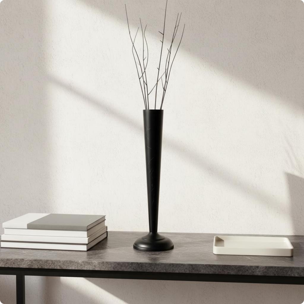 Black Metal Vase Minimalist Design Tall up to Date Style Home Decor for Hotel,