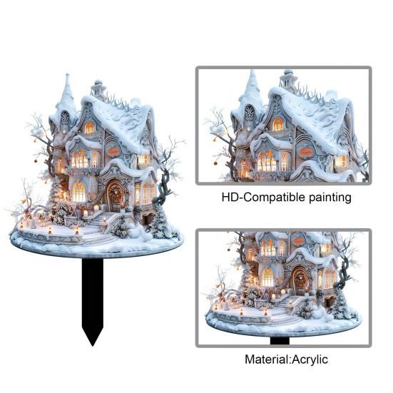 Cu zăpadă țăruș 2D plat acrilic jardinieră inserție decorare ghiveci de flori ornamente de grădină țeavă pentru balcon curte gazon