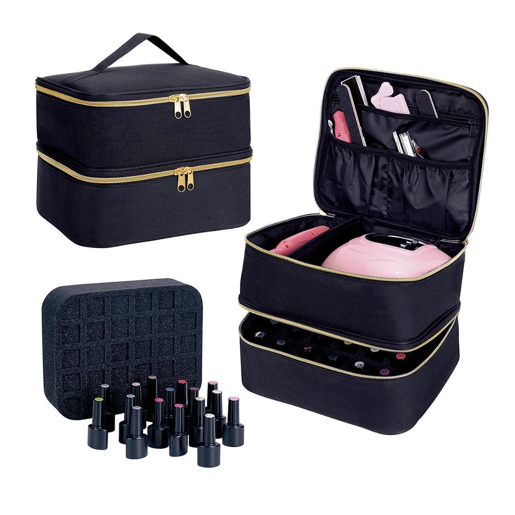 Nail Polish Organizer Handheld Double Layer CosmeticOrganizer Tote Bag For Girls And Women Nail Art, EssentialOil, Cosmetic Set