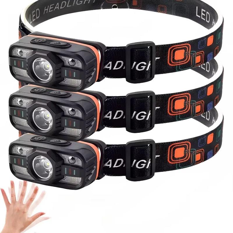 Portable Sensor LED Headlamp Light Rechargeable 6 Lighting Modes Induction Head Flashlight for Outdoor Camping Head Torch