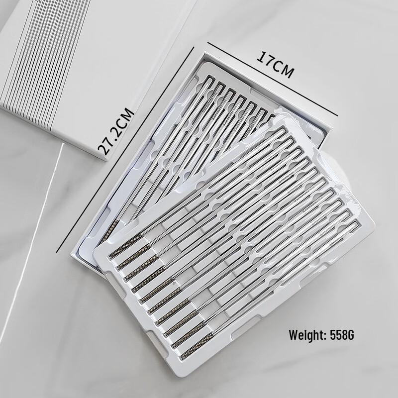 

Ru Han 316L Stainless Steel Chopsticks Set - 10 Pairs