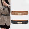 New Women's Belt Locks and Decorative Stylish Waistband with Dress Waist-hugging Genuine Leather Belt Wide Waistband Belt