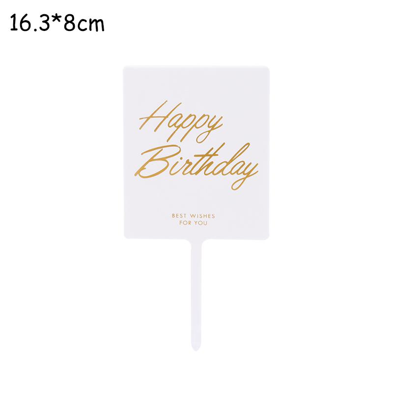 Creative Happy Birthday Acrylic Metal Cake Topper for Birthday Cake Decoration Cake Toppers Flags Wedding Birthday Party Decor