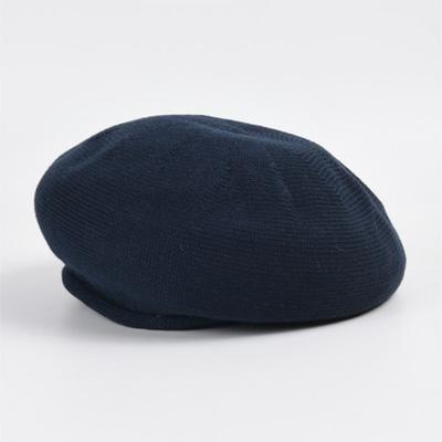 LALA Spring Summer Cotton Beret Bread Hat - Navy